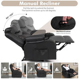 linting Massage Recliner Chairs with Heat, Wide Seat Reclining Lounge Chair for Home Theater, Faux Leather Heated Massaging Manual Recliner Chair with Cup Holder for Adult, Black