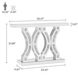 GA Home Silver Mirrored Console Table with Crushed Diamond Inlay, 39.37" Long Narrow Hallway Table for Entryway Foyer, Modern Glass Sofa Tables for Living Room GA Home