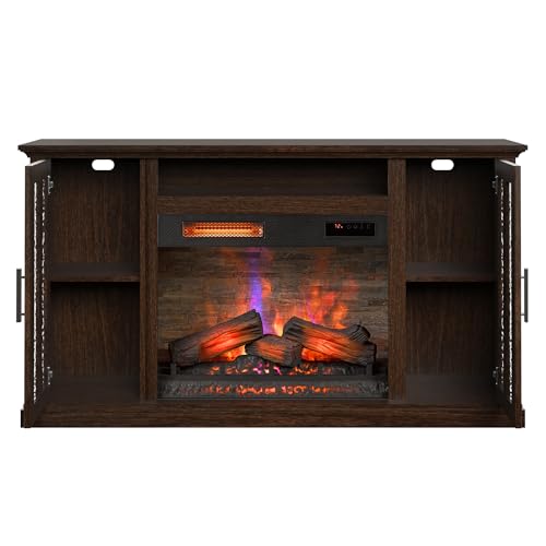 duraflame® Electric Fireplace TV Stand, Farmhouse Media Mantel with Storage, Stromburg Oak Duraflame