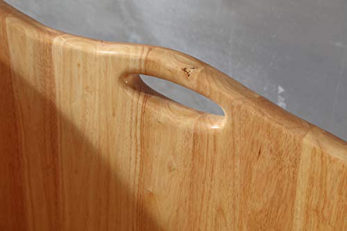 Alfi Brand AB1187 57" Free Standing Rubber Soaking Bathtub with Headrest, Natural Wood ALFI brand