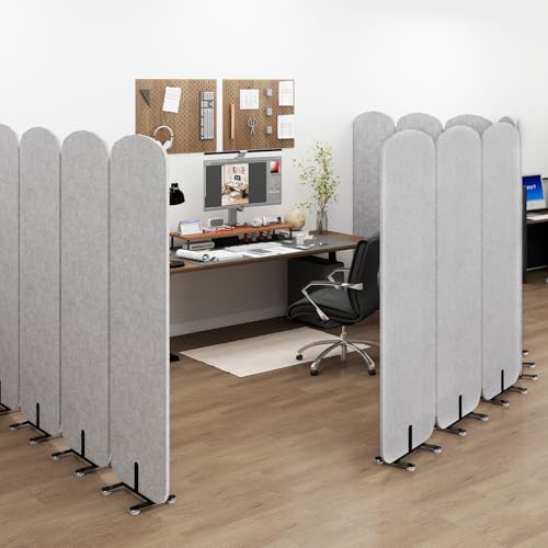 Natwind 3 Panel 73.2 x 71 inch Office Room Privacy Protect Space Divider Portable Partition,Wall Folding Cubicle Indoor Freestanding Acoustic Partition Temporary for Office Room Natwind