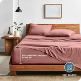 Bare Home Full Sheet Set - Luxury 1800 Ultra-Soft Stonewashed Microfiber - Double Brushed - Deep Pockets - Easy Fit - Breathable Bedding - Sheet Sets & Pillowcases (Full, Stonewashed Dusty Rose) Bare Home