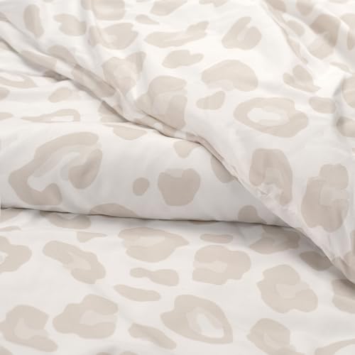 Chanasya Premium King Size Beige Leopard Comforter Set – Soft Animal Print Microfiber Bedding – 3 Piece Set with 1 Comforter and 2 Pillow Shams - King Chanasya
