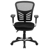 Flash Furniture Nicholas Mid-Back Swivel Desk Chair with Wheels, Mesh Back, Padded Seat, and Armrests, Adjustable Height Mesh Ergonomic Office Chair, Black Flash Furniture