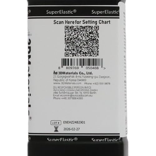 SuperElastic 3D Printer Resin, Softness 60A Simulating Soft Silicone, Made in Korea by 3DMaterials (500g, Clear) 3DMaterials
