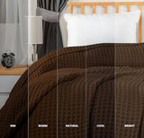 Utopia Bedding Brown 100% Cotton Waffle Blanket 300 GSM [King - 90x108 Inch] Soft Lightweight Breathable Bed Blanket for All Season Utopia Bedding