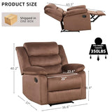 IOMOR Manual Recliner Chair with Overstuffed Arm and Extra-Padded Back, Breathable Fabric Reclining Chair for Adults, Single Sofa for Living Room, Bedroom (Fabric Brown)