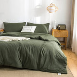 COTTEBED Ultra-Soft Cozy Twin Bedding Comforter Sets Bed, Lightweight All Season Use Warm Fluffy, Made with Washed PolyCotton Microfiber Fabric,1 Comforter 1 Pillow Sham, Twin/Twin XL Dark Olive Green COTTEBED