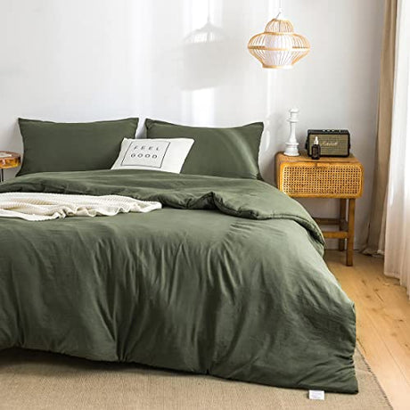 COTTEBED Ultra-Soft Cozy Twin Bedding Comforter Sets Bed, Lightweight All Season Use Warm Fluffy, Made with Washed PolyCotton Microfiber Fabric,1 Comforter 1 Pillow Sham, Twin/Twin XL Dark Olive Green COTTEBED