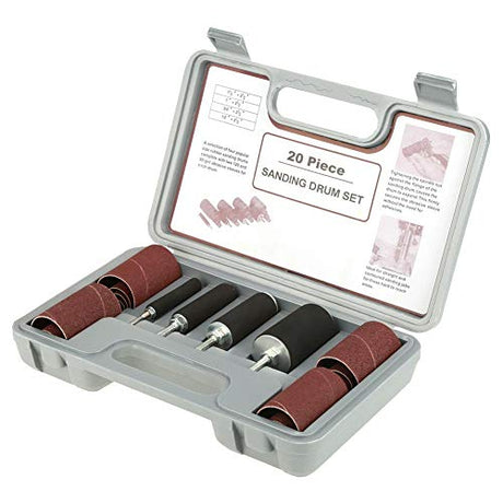 ASHATA 20 Pcs Drum Sander Kit, Spindle Sanding Drum Sander Tool Kit Set with Case for Drill Press,for Carpentry Polishing Tools ASHATA