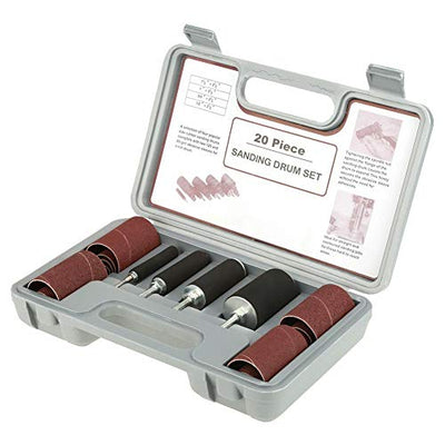 ASHATA 20 Pcs Drum Sander Kit, Spindle Sanding Drum Sander Tool Kit Set with Case for Drill Press,for Carpentry Polishing Tools