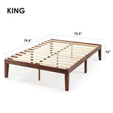 Mellow Naturalista Classic 16 Inch Solid Wood Platform Bed with Wooden Slats, Espresso, King Mellow