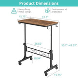 Small Portable Rolling Standing Desk - 32 Inch Adjustable Height Mobile Stand Up Desks with Wheels for Treadmill Walking Pad, Teacher Podium for Classroom, Couch Sofa Side Laptop Table, Rustic Brown WINAZ