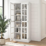 Bush Furniture Westbrook Curio Cabinet with Glass Doors in White Ash | Tall 5 Shelf Display Case for Living Room or Home Office Bush Business Furniture