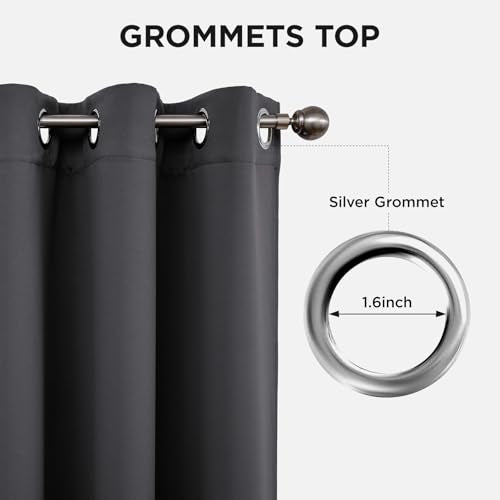 Joydeco Grey Curtains 84 Inch Long, Room Divider Blackout Curtains for Bedroom with Grommets, Thermal Insulated, Noise Reducing Room Darkening Black Out Drapes for Bedroom Living Room Window, 2 Panels Joydeco