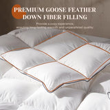Richtry Goose Feather Down Fiber Comforter Queen Size, Fluffy Cotton Quilted White Duvet Insert, Ultra-Soft, Breathable, Luxury Bedding Comforter All Season Medium Warmth with Corner Tabs, 90x 90Inch Richtry