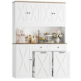 HOSTACK 71"H Kitchen Trash Can Cabinet, 12.5 Gallon Double Pull Out Garbage Can Hutch Cabinet with Trash Bin Storage Holders, 47" Wide Kitchen Pantry with Hidden Garbage Storage for Dining Room, White HOSTACK