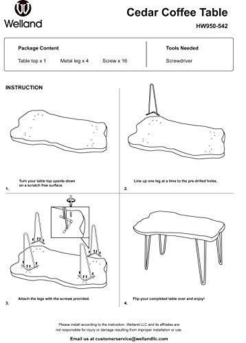 WELLAND Natural Edge Coffee Table, Small Square Cedar Wood Table, 28x20.5x20.5 inches, Unfinished - WoodArtSupply