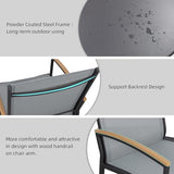 Shintenchi 3 Pieces Patio Bistro Sets, Outdoor Textilene Fabric Conversation Bistro Set, Textilene Fabric Front Porch Chairs Small Patio Furniture Set with Table for Lawn,Garden,Balcony (Grey) Shintenchi