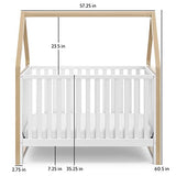 Storkcraft Orchard 5-in-1 Convertible Crib (White with Driftwood) – GREENGUARD Gold Certified, Canopy Style Baby Crib, Converts from Crib to Toddler Bed, Daybed and Full-Size Bed Storkcraft