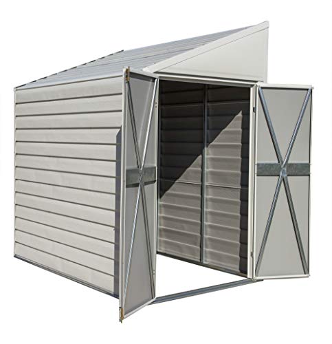 Arrow YS47-A Compact Galvanized Steel Storage Shed with Pent Roof, 4' x 7' - WoodArtSupply