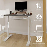 roomfitters 31.5" Adjustable Height Study Desk – Compact Multi-Purpose Desk, Manual Crank Standing Desk with 330 lbs Load Capacity, Gray roomfitters