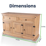 Furniture Dash Solid Wood Storage Cabinet 51.9" W, 16.9" D, 31.7" H - Sideboard Buffet with 3 Doors & 2 Drawers, Ideal for Living Room, Kitchen, Furniture Dash