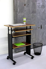 Safco 1929CY MUV Mobile Stand-Up Height-Adjustable Desk,Keyboard Storage, Steel Frame Construction, Durable Melamine Laminate Work Surface, 4 Wheels, Narrow Design Safco