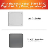 Ninja SP101 Digital Air Fry Countertop Oven with 8-in-1 Functionality, Flip Up & Away Capability for Storage Space, with Air Fry Basket, Wire Rack & Crumb Tray, Silver Ninja