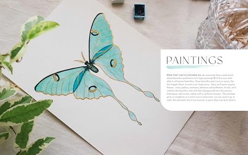 Beautiful Butterflies and Flowers: 20 Step-by-Step No-Sketch Projects on Watercolor Paper (Watercolor This Book) WoodArtSupply