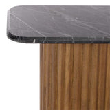 SAFAVIEH Couture Collection - Treyshawn Walnut Solid Wood & Black Marble Top Console Table, Rectangular Fluted Base Accent (SFV6411B) SAFAVIEH
