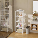 SINGAYE 5 Shelves Storage Shelf Wire Closet Bathroom Organizers Metal Pantry Kitchen Small Garage Shelving Unit Laundry Room Organization Home Corner Rack Estantes para Cocina White 10" Dx16 Wx55”H SINGAYE