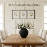 Black Large Round Vase Pottery Look for Home Decor, Arina Black Rustic Iron Vase Modern Farmhouse, Console Table Decor, Earthy Textured Metal Big Black Round Vases for Centerpieces, Jarrones Grandes RyddeligHome