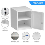 JINGUR Metal Storage Locker Cabinet with Locking Door and Adjustable Shelf for Home Office Classroom Workshop Organization (White) JINGUR