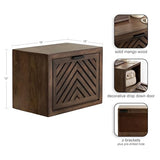 Kate and Laurel Mezzeta Modern Floating Shelf Side Table with Storage Cubby; 16 x 10 x 12; Natural Wood; Decorative Slatted Wood Floating Nightstand with Pull Down Door for Use as Bathroom Storage Kate and Laurel