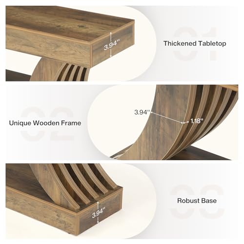 Tribesigns 70.9-Inch Long Farmhouse Entryway Console Table with Storage, 3-Tier Wooden Couch Table Behind Sofa, for Entry, Entrance, Hallway, Foyer, Living Room, Rustic Brown Tribesigns