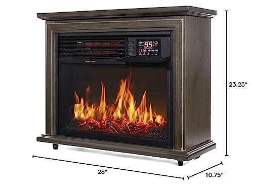 XtremepowerUS 1500W Infrared Quartz Electric Fireplace Heater Freestanding Timer with Remote Controller Wheel