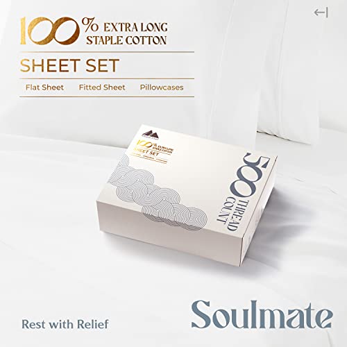 Mayfair Linen Twin Sheet Sets Cotton - 500 Thread Count 100% Cotton Twin Sheets, 3 PC (White), Luxury Soft, Breathable, Cooling, Extra Large 16" Deep Pocket Sateen Weave Bedsheet Set for Dorm Rooms Mayfair Linen