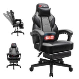 DL-win Gaming Chairs for Adults, Computer Chair with Footrest and High Back, Big and Tall Gamer Chair's with Massage Lumbar Support, 360° Swivel Height Adjustable Gaming Chair, Grey DL-win