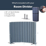 Angeles 48" x 6' Quiet Divider With Sound Dampening Panels, Freestanding Room Divider Wall, Gray Angeles