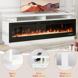 Fireplace TV Stand with 70" Smart Electric Fireplace, Wood Fireplace with Mantel, Modern Fire Place Cabinet with Socket for Living Room Farmhouse Entertainment Center (White, 70 ”) ROCSUMOO