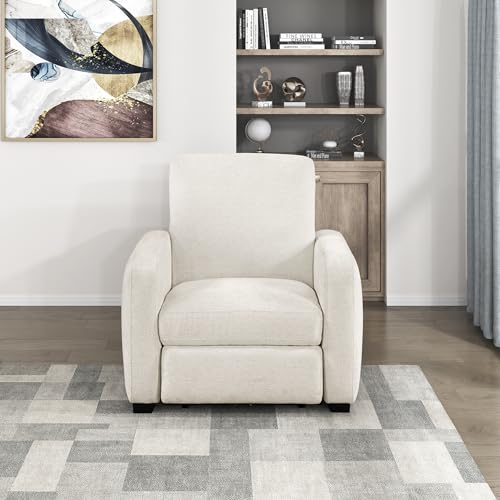 Lexicon Modern Power Recliner Chair with One-Touch Control and Charging Ports, Chenille Home Theater Seating, Wall-Hugger Reclining Chair for Living Room/Bedroom/Office, Easy Assembly, Beige