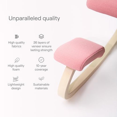 Varier Variable Natural/Grey Ergonomic Office Kneeling Chair for Desk for Desk – Back Pain Relief, Rocking Seat for Home, Study & Posture Support – 10 Year Quality Guarantee Varier