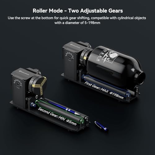 SCULPFUN RA Pro Max 4 in 1 Rotary Roller Chuck, Laser Roller Engraving Machine, 180° Adjustable Angle Dual Wheel Extension Bracket Cylindrical Object Processing for S9 S30 Ultra Series Laser Engraver SCULPFUN