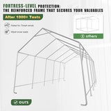 Carport Canopy 12x20FT Heavy Duty with Translucent Roof - Skyview Portable Garage with Reinforced Metal Frame, Zipper Doors, All-Weather Resistant,Waterproof Outdoor Storage Shelter for Cars/RV/ATV WACASA
