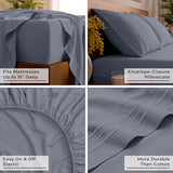 Mellanni Queen Sheets Set - 4 PC Iconic Collection Bedding - Hotel Luxury, Extra Soft, Cooling Bed Sheets - Wrinkle, Fade, Stain Resistant (Queen, Mineral Gray) Mellanni