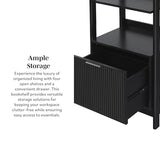 Walker Edison Modern Narrow Open Bookshelf with Drawer – 22 Inch, One-Drawer Black Walker Edison