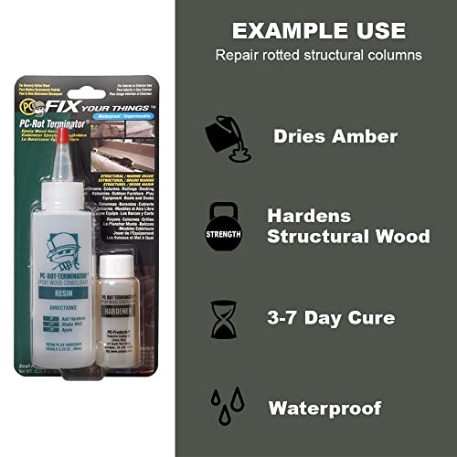 PC Products PC-Rot Terminator Epoxy Wood Hardener, Two-Part 1.5 gal in Two Bottles, Amber 192610 PC Products