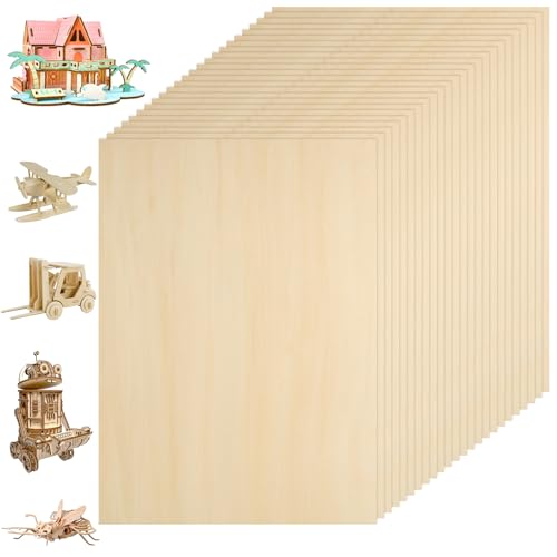 24Pcs 16 x 12 x 1/8 Inch Basswood Sheets, Unfinished Wood Boards, 3mm Basswood for Laser Cutting, Arts and Crafts, Painting, Wood Engraving, Architectural Models, Pyrography ACXFOND