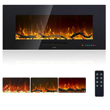 Oxhark Flame 42 inch Recessed and Wall Mounted Realistic Electric Fireplace with Multicolor Flame, 750/1500W Thermostat & Timer, Touch Screen & Remote Control, Black Oxhark Flame